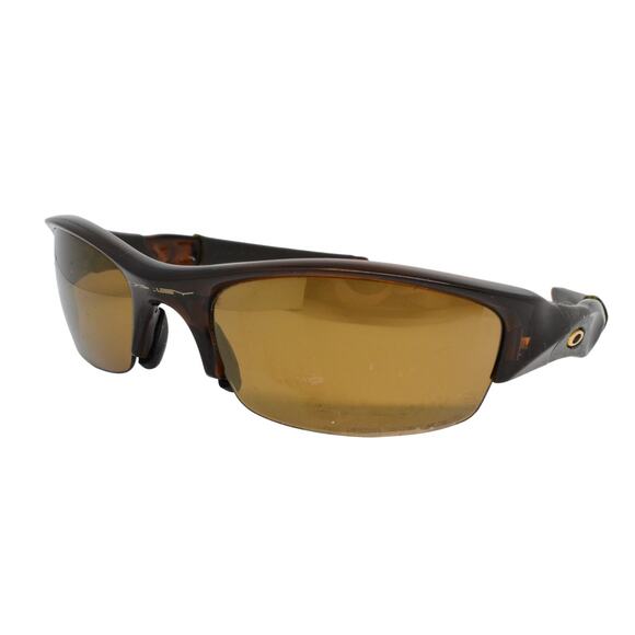 Oakley Flak 12-901 Rootbeer Polarized 63-20 Sunglasses - LENSES FAIR/FRAMES GOOD - Picture 4 of 16